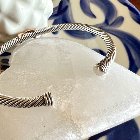 David Yurman X Classic Cable Station Bracelet in Sterling Silver & 18K Rose Gold - Picture 3 of 14